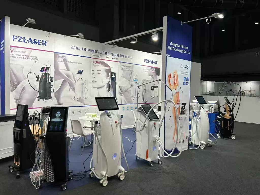 PZLASER's beauty equipment display booth at Salón Look Madrid 2024